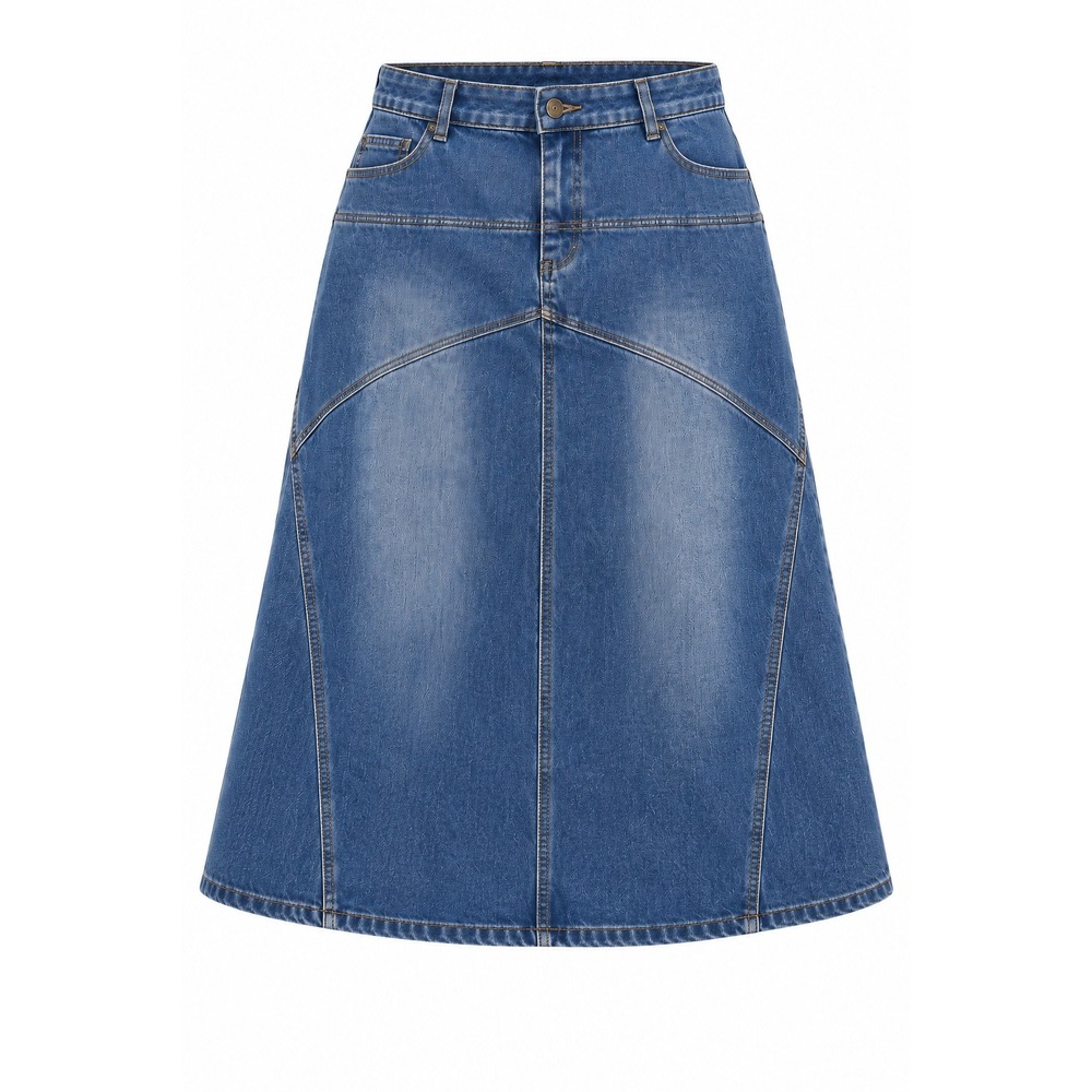 Alsharifa Denim Maxi Boho Western Minimalist Long Prairie Jean Skirt Size 38